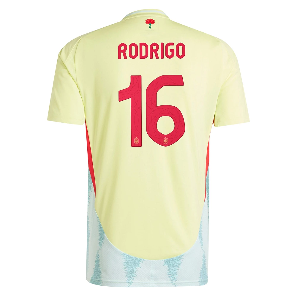 Maillot adidas Rodrigo jaune pour homme, réplique de l'équipe nationale d'Espagne 2024 extérieur