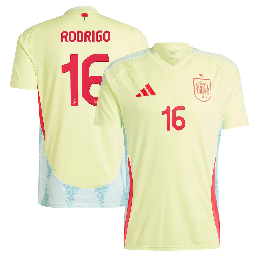 Maillot adidas Rodrigo jaune pour homme, réplique de l'équipe nationale d'Espagne 2024 extérieur