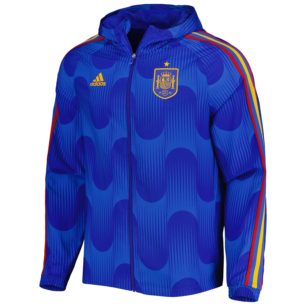 Men's adidas Royal Spain National Team DNA Raglan Full-Zip Hoodie Windbreaker Jacket