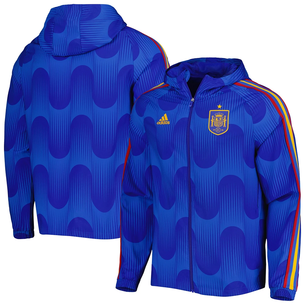 Men's adidas Royal Spain National Team DNA Raglan Full-Zip Hoodie Windbreaker Jacket