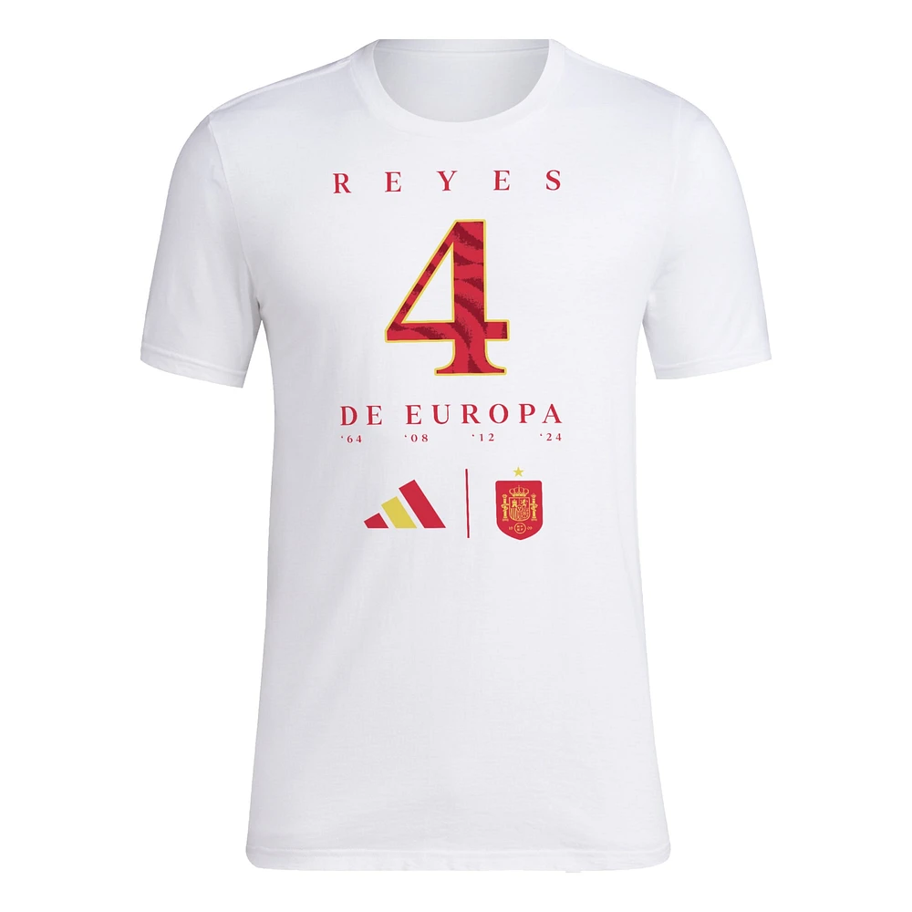 T-shirt adidas blanc pour homme de l'équipe nationale d'Espagne 2024 Champions d'Europe