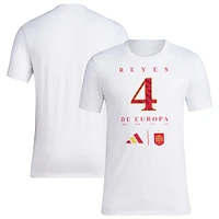 T-shirt adidas blanc pour homme de l'équipe nationale d'Espagne 2024 Champions d'Europe