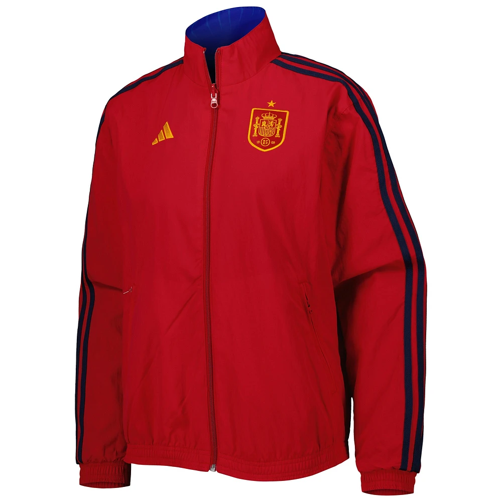 Veste AEROREADY réversible Full-Zip Anthem de l'équipe nationale d'Espagne adidas rouge/bleu pour femme