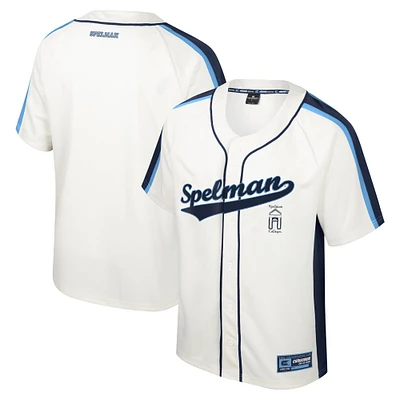 Maillot de baseball boutonné Ruth Spelman College Jaguars Colosseum crème pour hommes