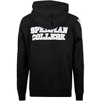 Men's FISLL Black Spelman College Jaguars Oversized Stripes Pullover Hoodie