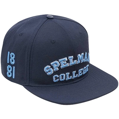 Men's Pro Standard Navy Spelman College Jaguars Arch Logo Snapback Hat