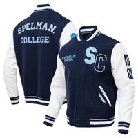 Men's Pro Standard Navy Spelman College Jaguars Classic Wool Full-Zip Varsity Jacket