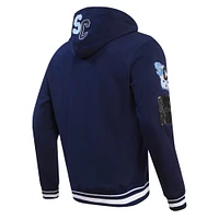 Men's Pro Standard Navy Spelman College Jaguars Homecoming Ribbed Fleece Pullover Hoodie