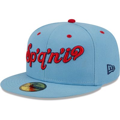 Men's New Era Light Blue Spokane Indians Alternate Logo Authentic Collection 59FIFTY Fitted Hat