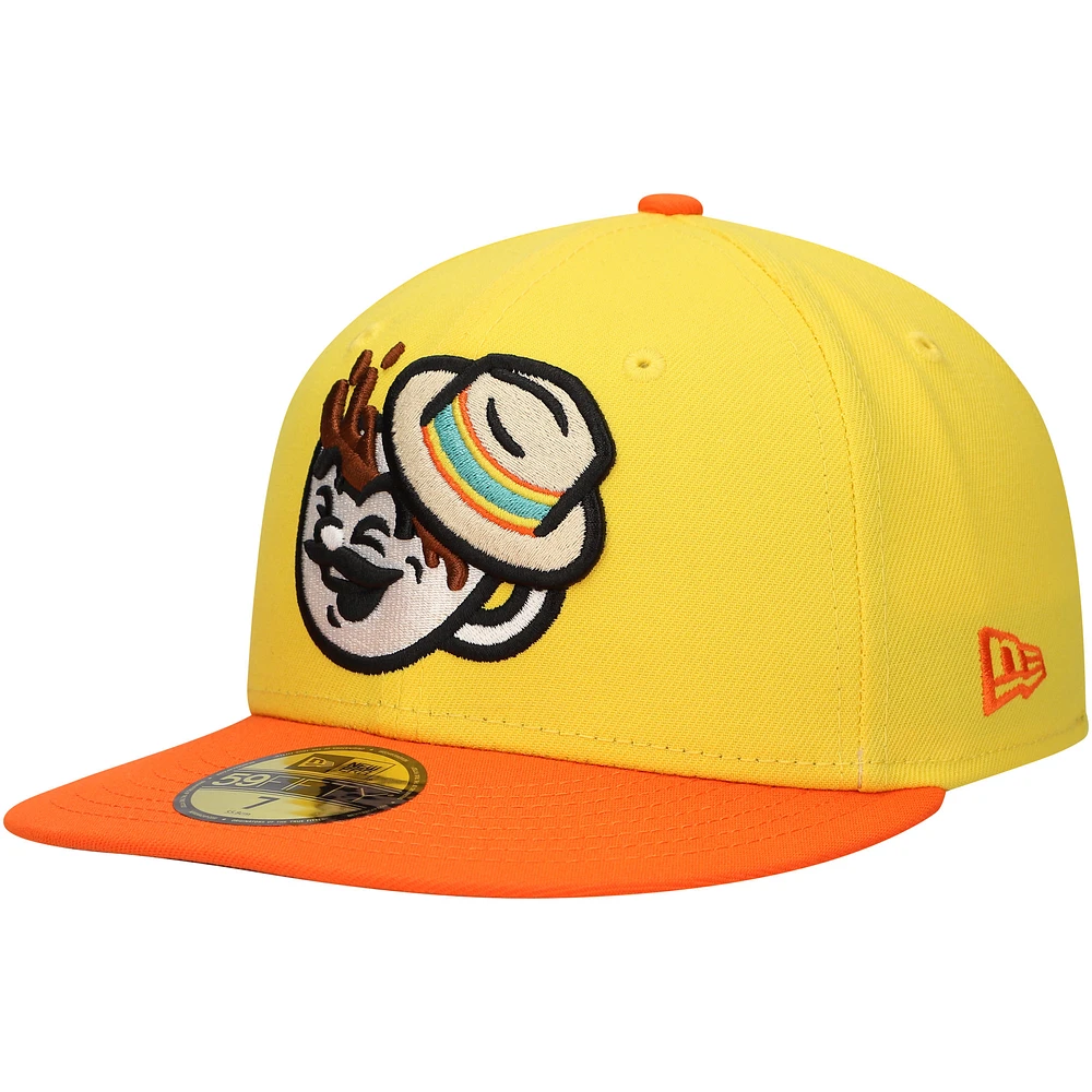 Men's New Era Yellow Cafecitos de Spokane Copa la Diversión 59FIFTY Fitted Hat