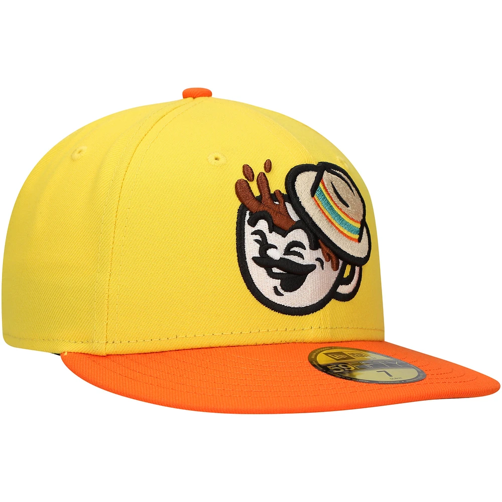 Men's New Era Yellow Cafecitos de Spokane Copa la Diversión 59FIFTY Fitted Hat