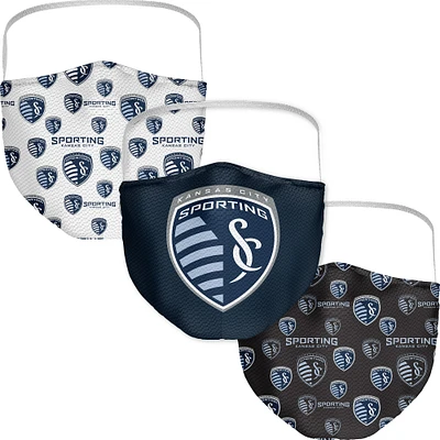 Adulte Fanatics Sporting Kansas City All Over Logo Couvre-visage 3-Pack