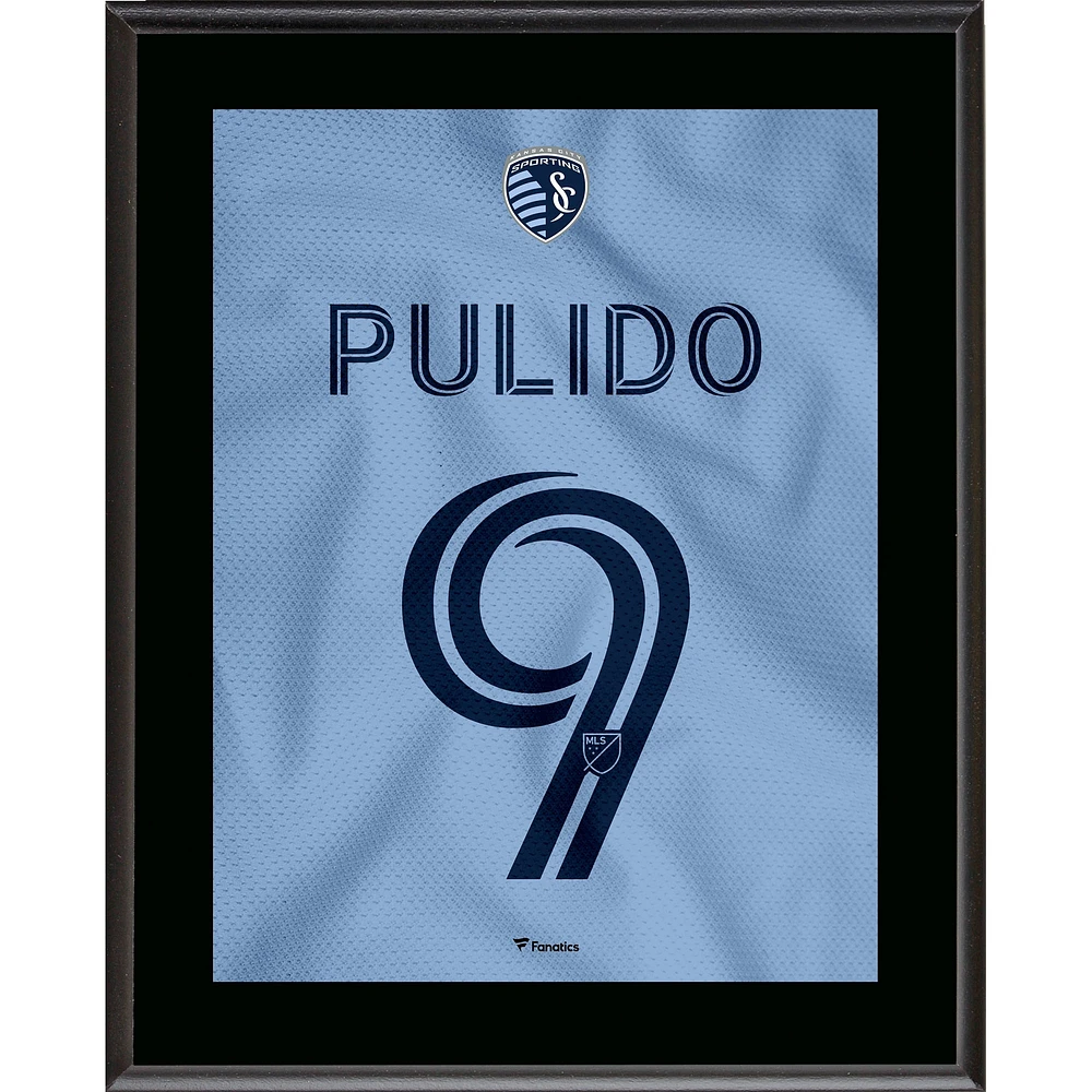 Plaque sublimée numéro 9 du maillot Hoops 4.0 de 10,5" x 13" d'Alan Pulido Sporting Kansas City