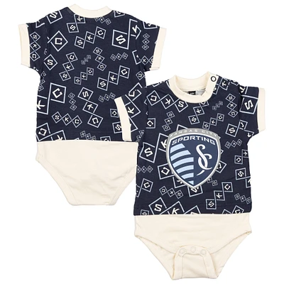 Body T-shirt Sport Design pour bébé bleu marine de Suède Sporting Kansas City