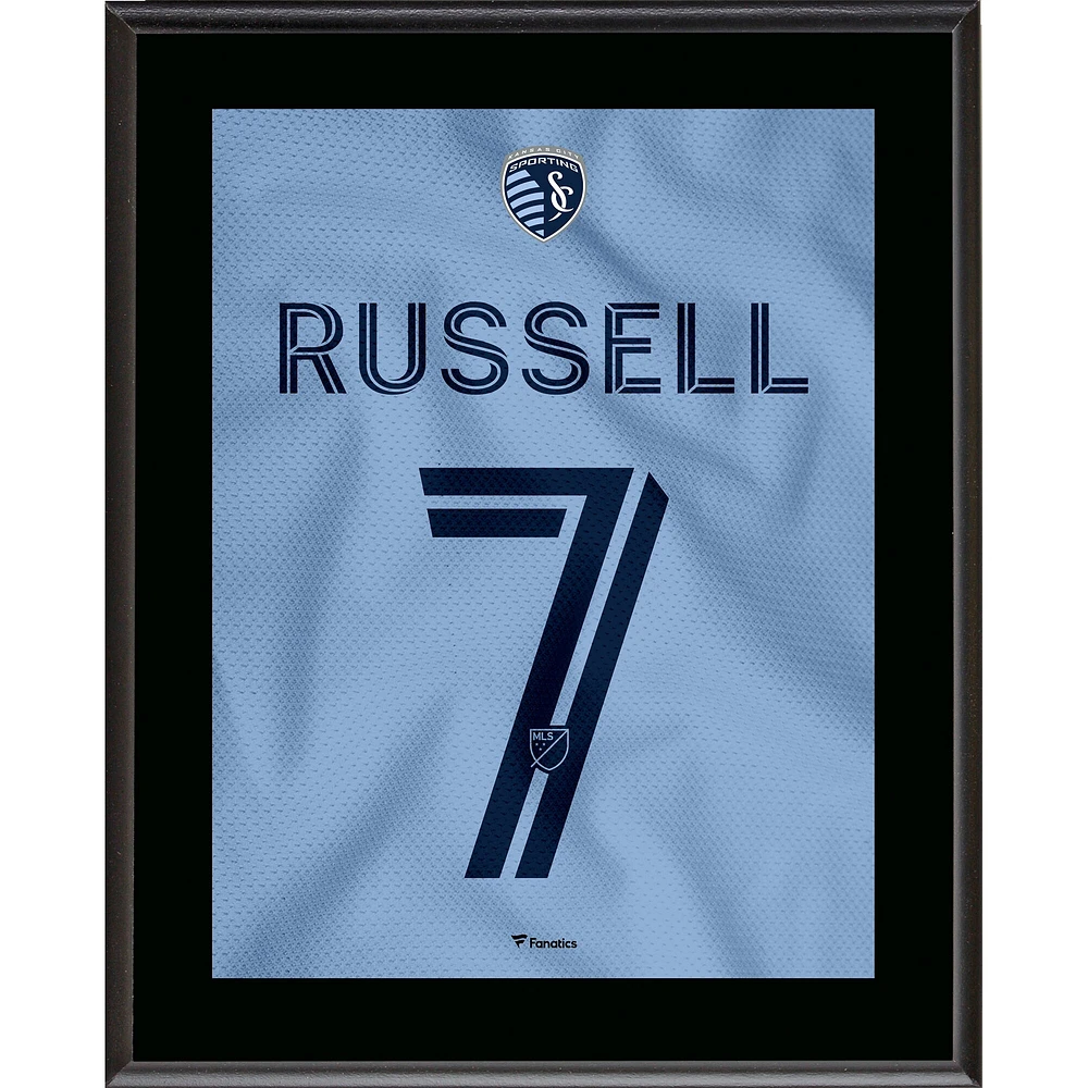Plaque sublimée numéro 7 du maillot Hoops 4.0 de Johnny Russell Sporting Kansas City 10,5" x 13"