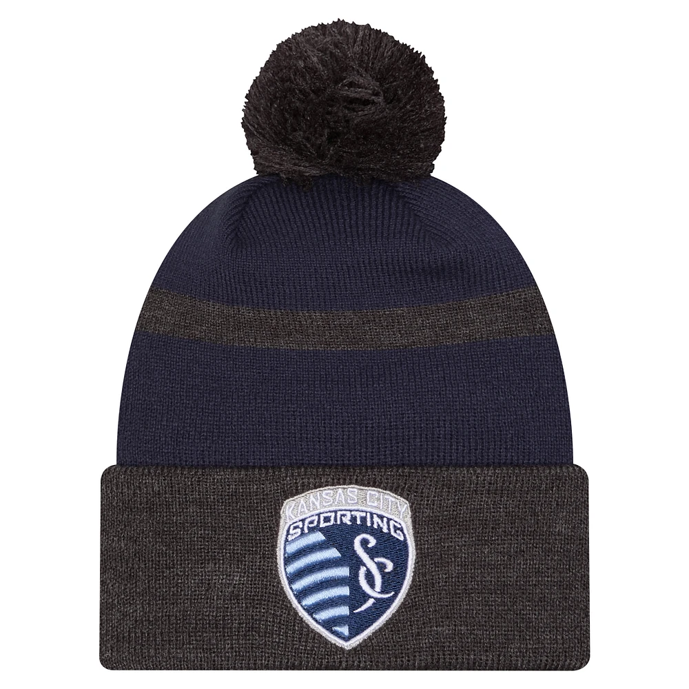 Men's New Era  Blue Sporting Kansas City 2025 Kickoff Cuffed Knit Hat with Pom