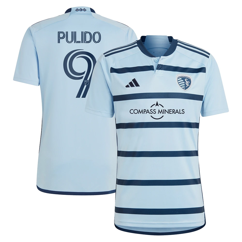 Maillot Adidas Alan Pulido Light Blue Sporting Kansas City 2023 Hoops 4.0 Replica Player pour homme