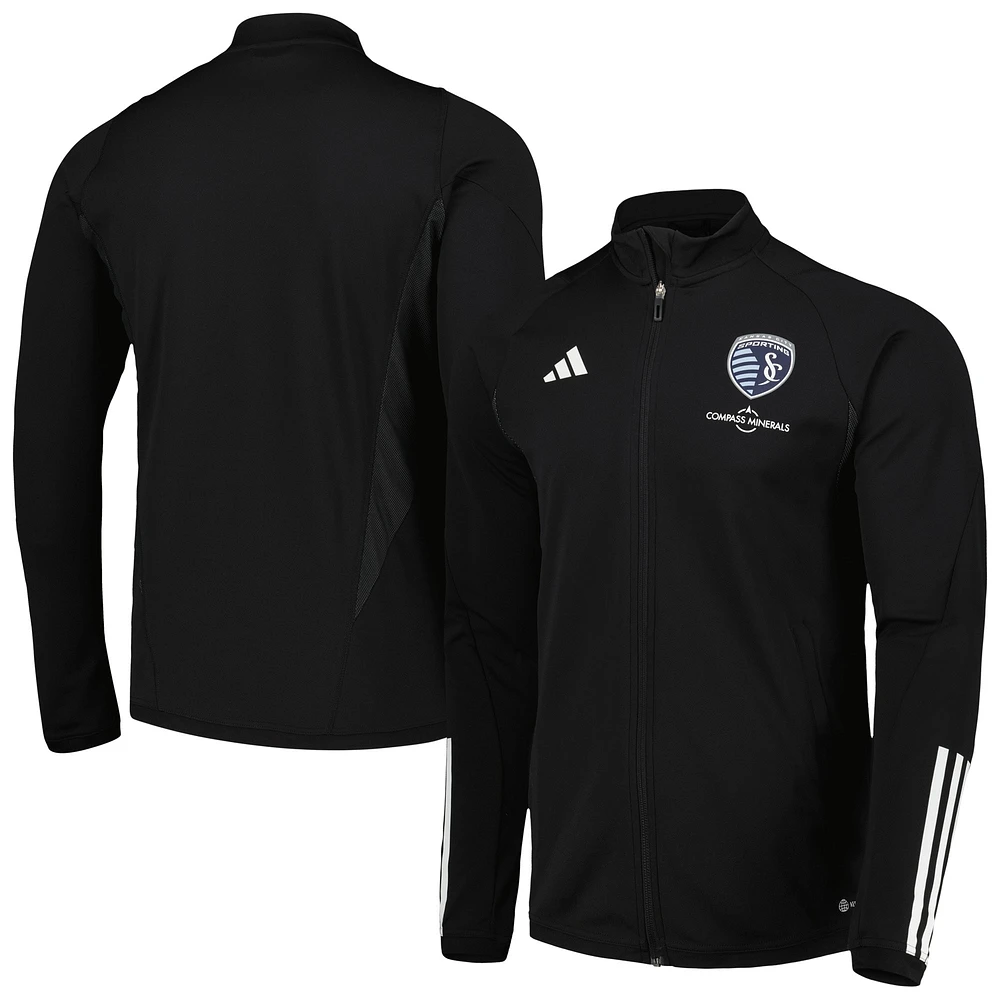 Men's adidas Black Sporting Kansas City 2023 On-Field AEROREADY Full-Zip Training Top