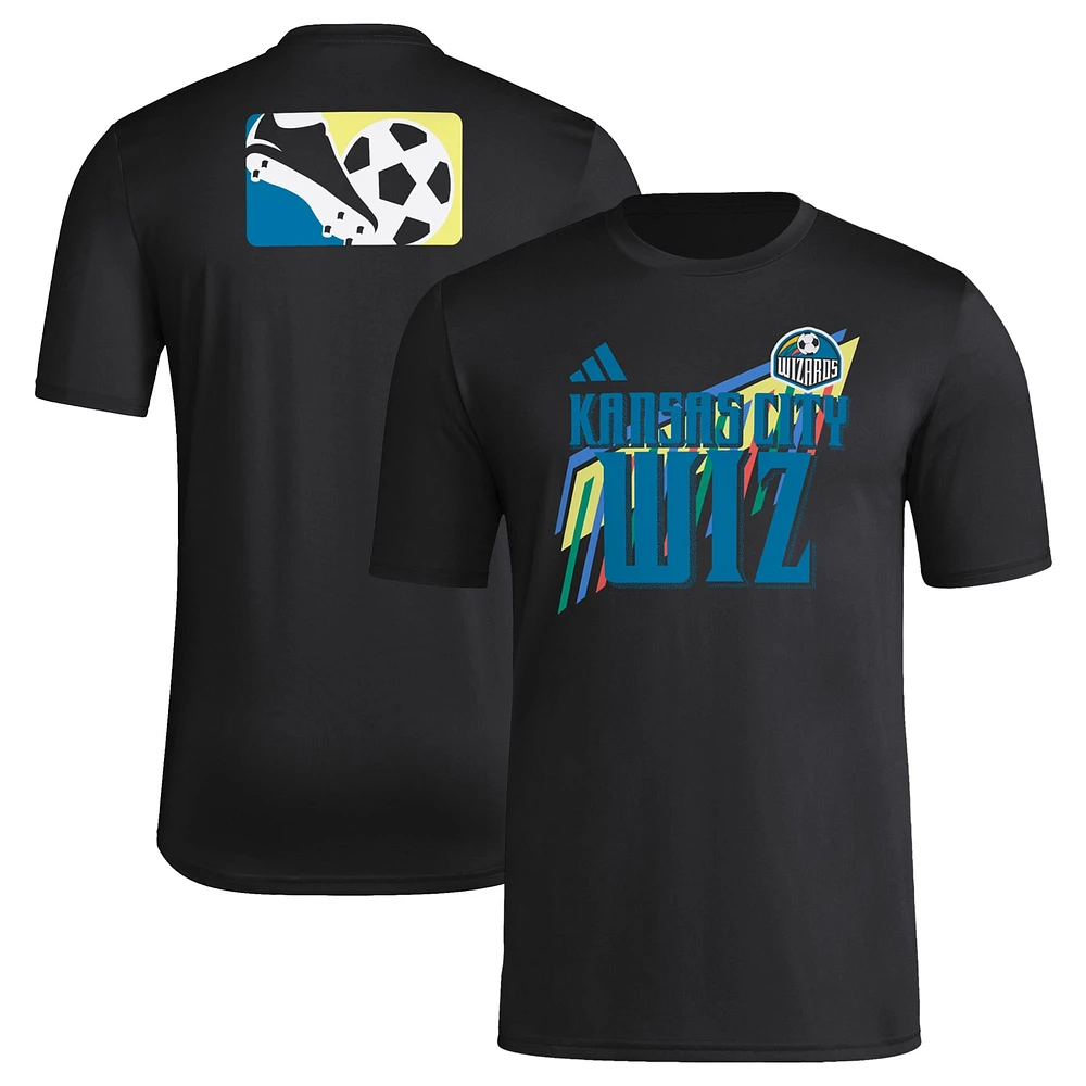 T-shirt d'avant-match adidas Sporting Kansas City 2024 MLS Hook pour homme, noir