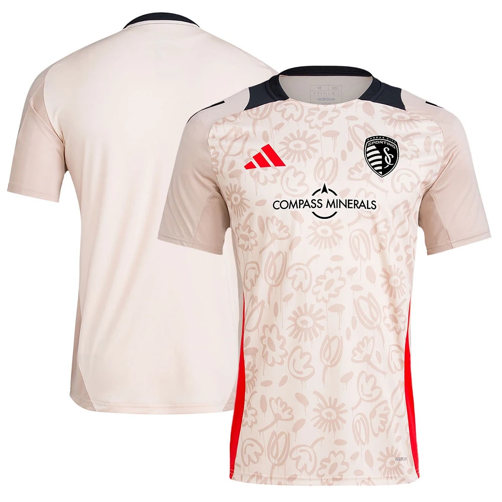 Haut d'avant-match adidas Sporting Kansas City 2024 One Planet marron pour homme