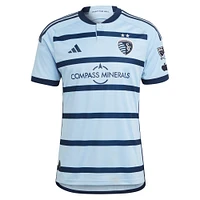 Maillot de joueur authentique adidas Daniel Salloi Sporting Kansas City 2023 Hoops 4.0 bleu clair pour homme