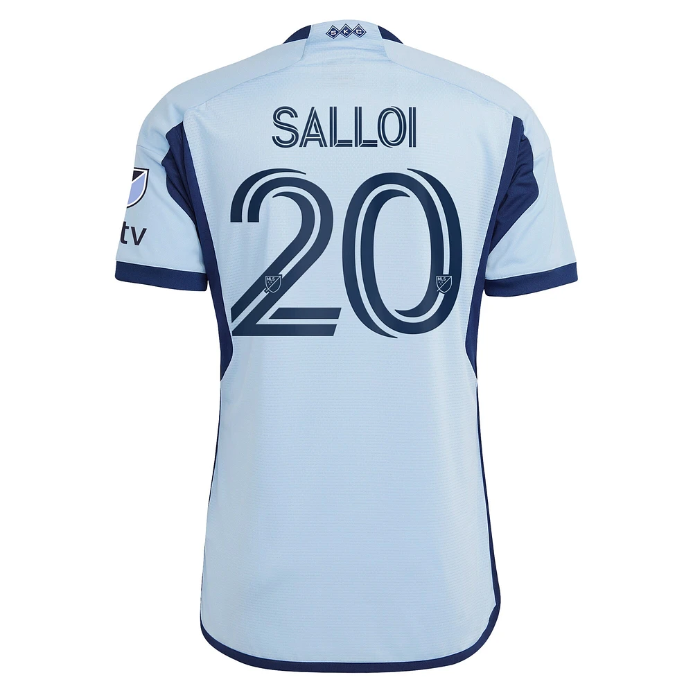 Maillot de joueur authentique adidas Daniel Salloi Sporting Kansas City 2023 Hoops 4.0 bleu clair pour homme