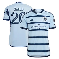 Maillot de joueur authentique adidas Daniel Salloi Sporting Kansas City 2023 Hoops 4.0 bleu clair pour homme