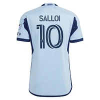 Maillot de joueur authentique adidas Daniel Salloi Sporting Kansas City 2024 Hoops 4.0 pour homme, bleu clair