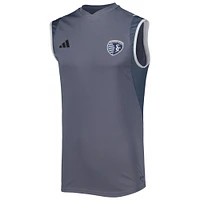 Maillot d'entraînement sans manches adidas Sporting Kansas City 2023 pour homme, gris