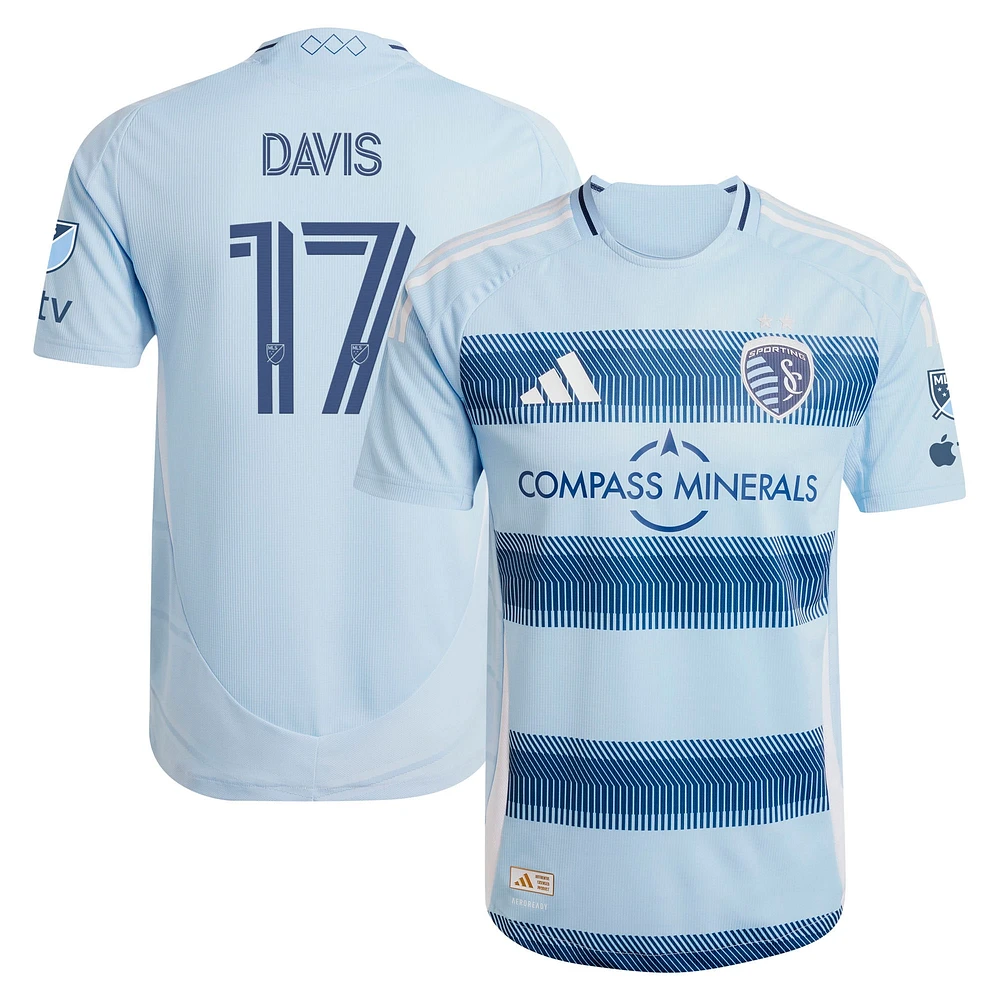 Men's adidas Jake Davis Light Blue Sporting Kansas City 2025 One KC Authentic Player Jersey
