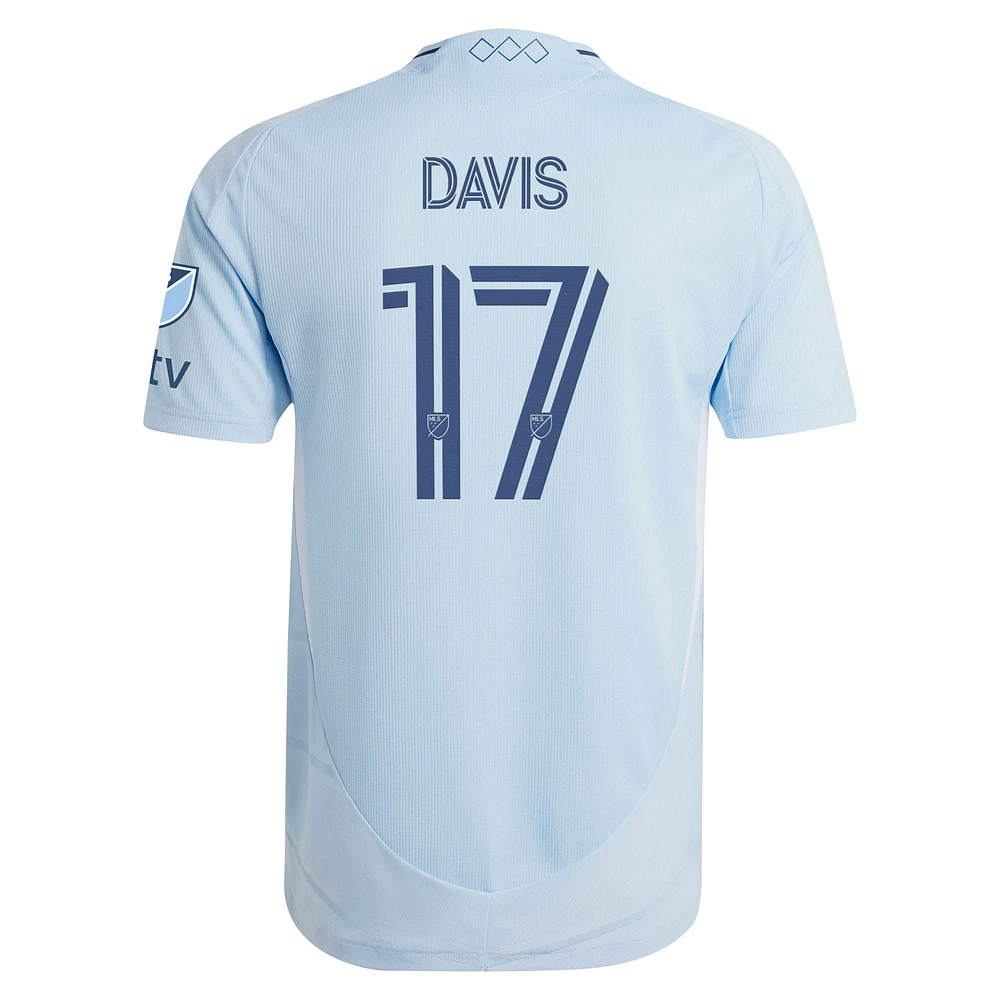 Men's adidas Jake Davis Light Blue Sporting Kansas City 2025 One KC Authentic Player Jersey