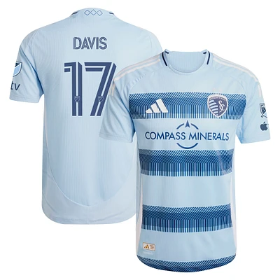 Men's adidas Jake Davis Light Blue Sporting Kansas City 2025 One KC Authentic Player Jersey
