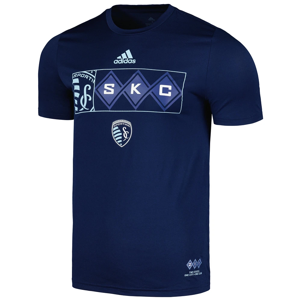 Men's adidas Navy Sporting Kansas City 2024 Jersey Hook AEROREADY T-Shirt