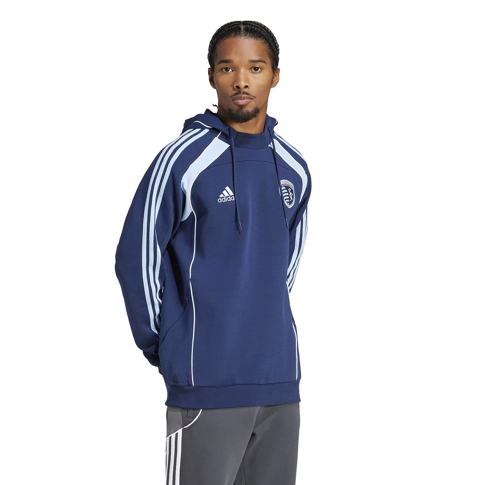 Men's adidas Navy Sporting Kansas City 2025 Travel Pullover Hoodie