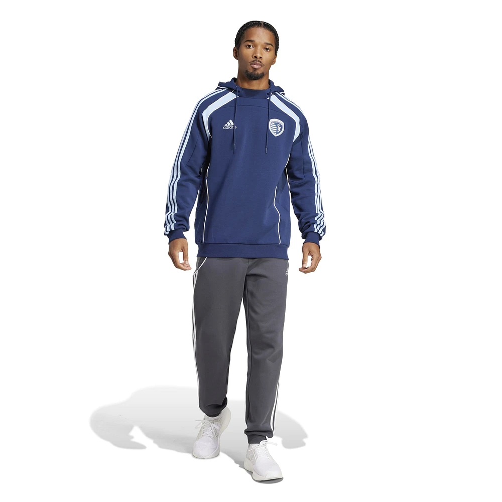 Men's adidas Navy Sporting Kansas City 2025 Travel Pullover Hoodie