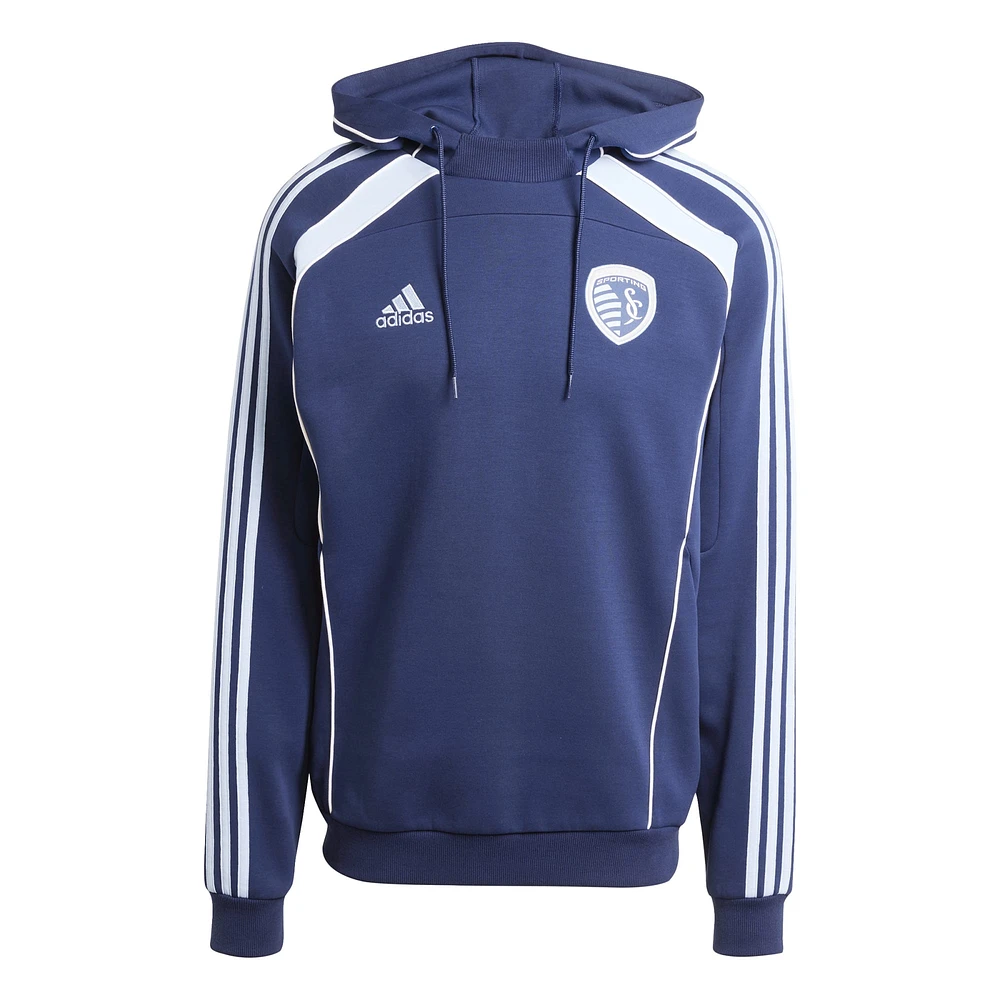 Men's adidas Navy Sporting Kansas City 2025 Travel Pullover Hoodie