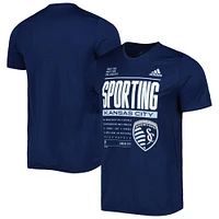 T-shirt adidas Sporting Kansas City Club DNA Performance pour hommes, bleu marine