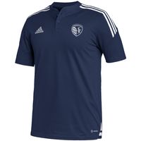 Men's adidas Navy Sporting Kansas City Henley AEROREADY Polo