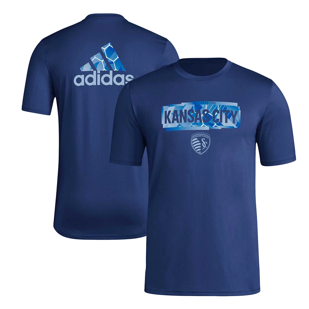 T-shirt adidas Sporting Kansas City Local Pop AEROREADY pour hommes, bleu marine