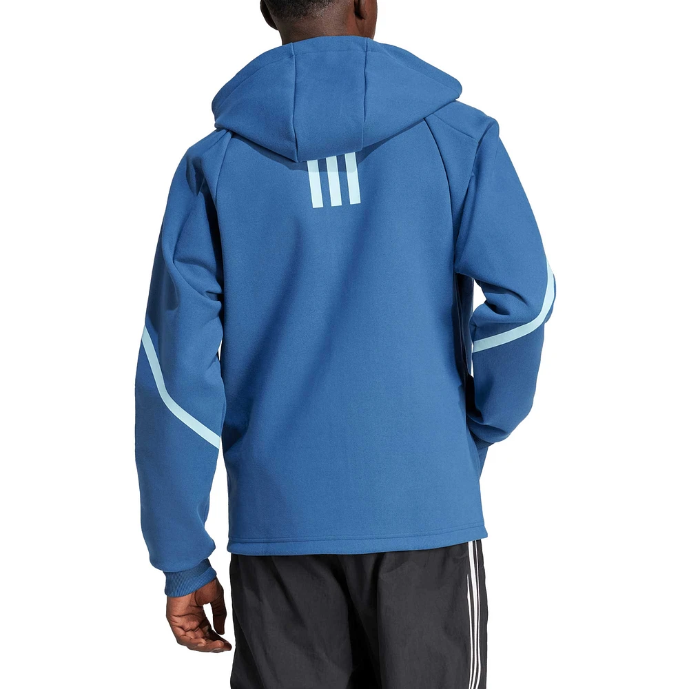 Veste adidas bleu ciel Sporting Kansas City 2024 Anthem Travel à manches raglan et fermeture éclair pour homme