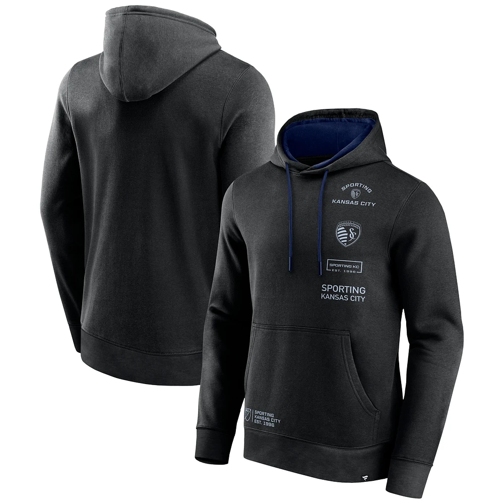 Men's Fanatics Black Sporting Kansas City Halftime Pullover Hoodie