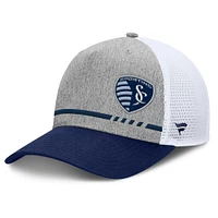 Casquette ajustable Fanatics Heather Grey Sporting Kansas City Low Block Trucker pour homme