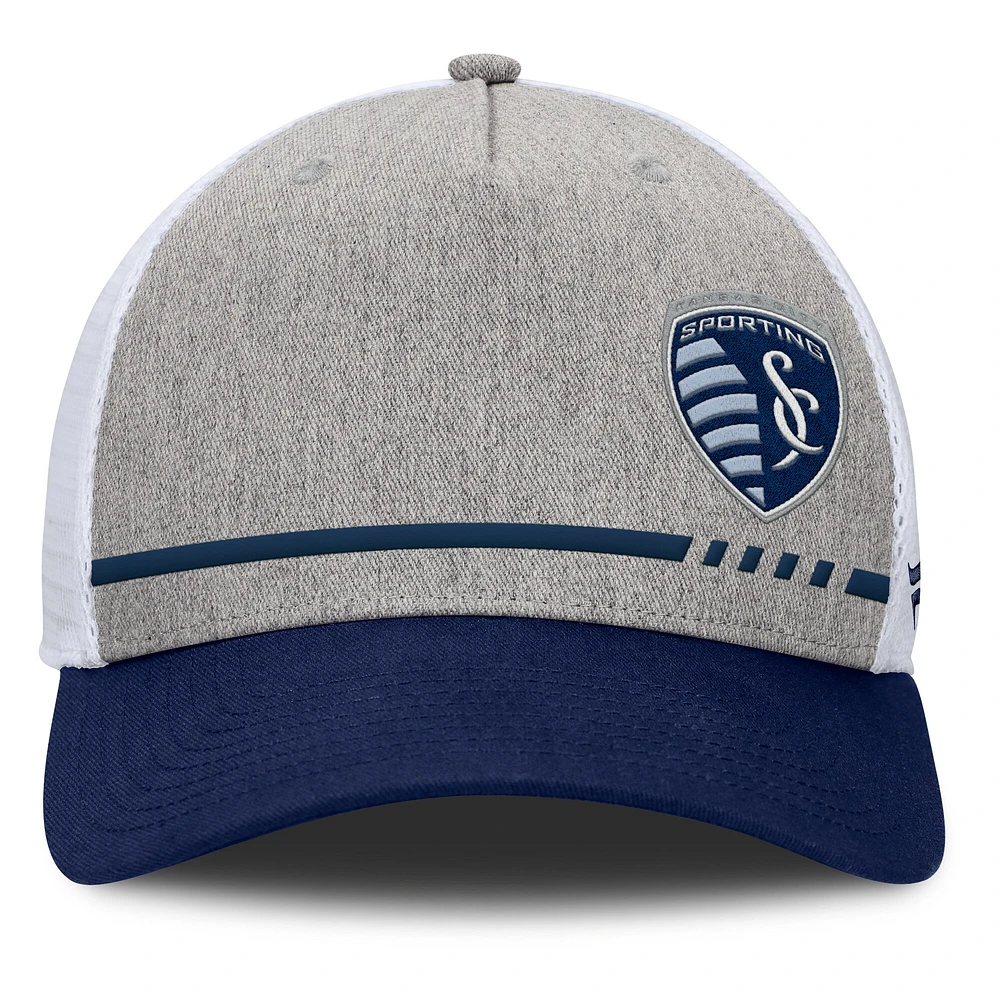 Casquette ajustable Fanatics Heather Grey Sporting Kansas City Low Block Trucker pour homme