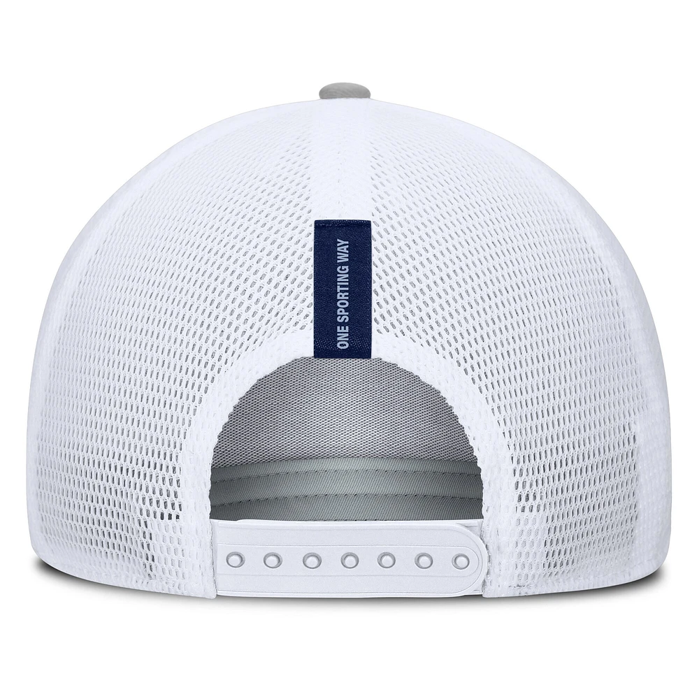 Casquette ajustable Fanatics Heather Grey Sporting Kansas City Low Block Trucker pour homme