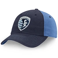 Men's Fanatics Navy/Blue Sporting Kansas City Iconic Blocked Fundamental Adjustable Hat