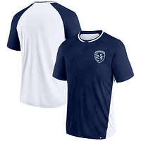 T-shirt raglan Fanatics Navy Sporting Kansas City Attacker pour hommes