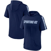 Men's Fanatics Navy Sporting Kansas City Definitive Victory Short-Sleeved Pullover Hoodie