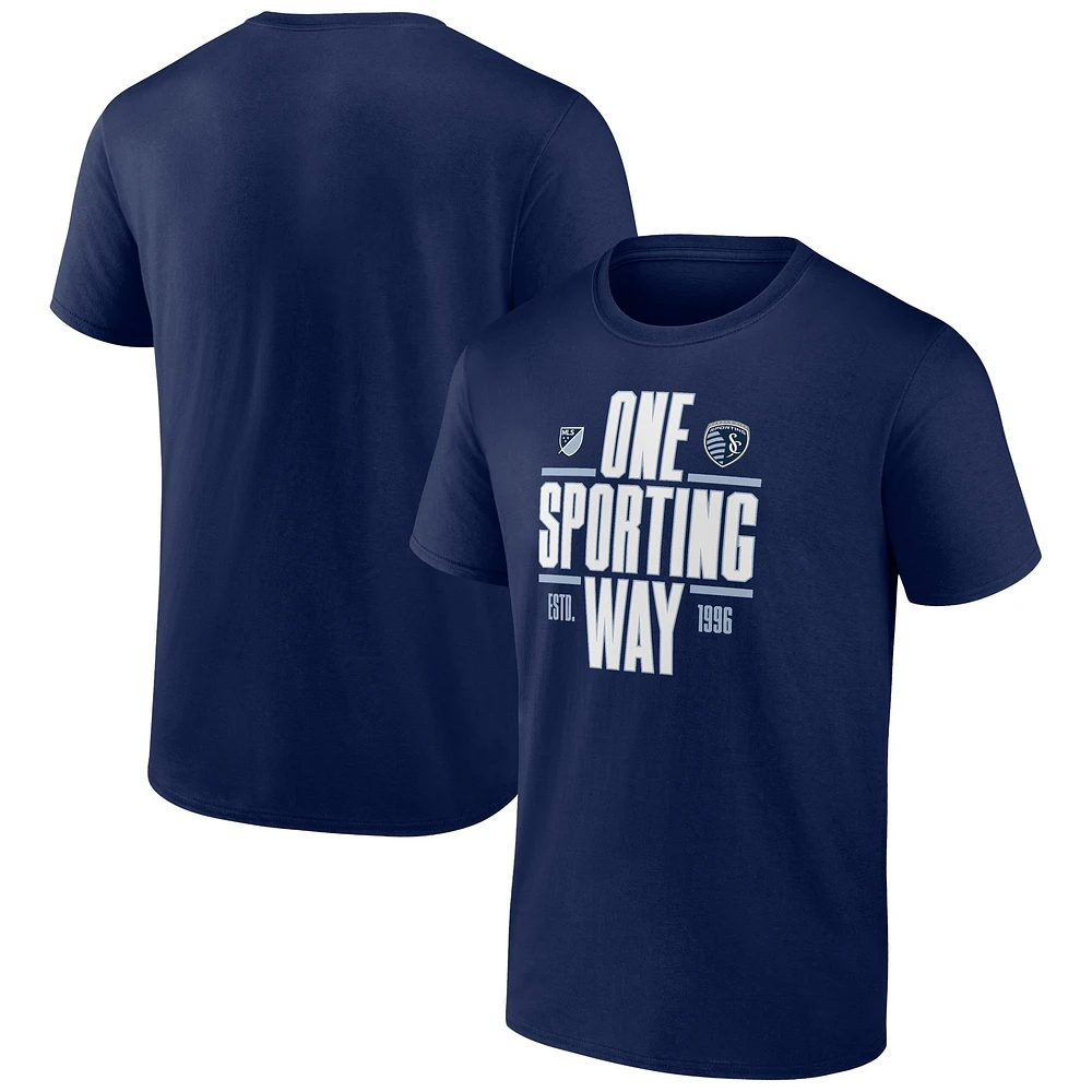 T-shirt bleu marine Sporting Kansas City Fundamentals de marque Fanatics pour hommes