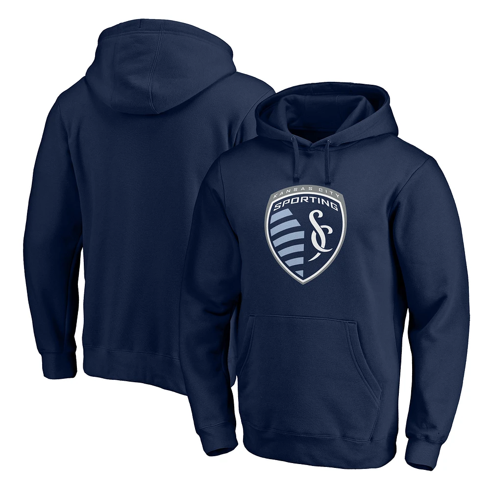 Men's Fanatics Navy Sporting Kansas City Logo Pullover Hoodie