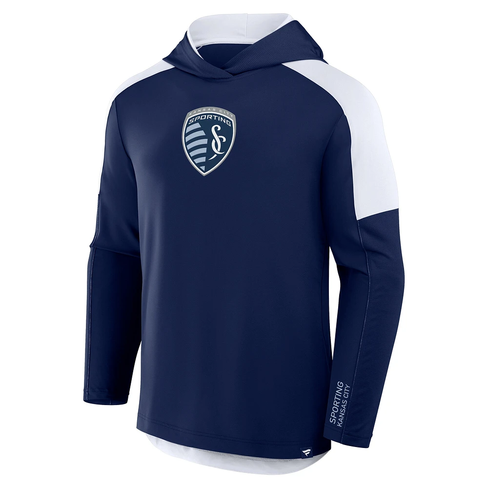 Men's Fanatics Navy Sporting Kansas City Red Card Transitional Pullover Hoodie